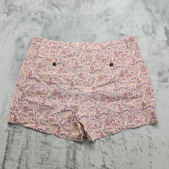 Magnolia Grace Shorts Womens 16 Pink Paisley Stretch Linen Blend Preppy Summer - Picture 2 of 11